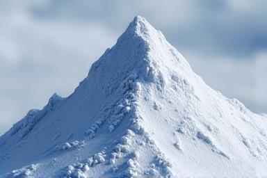 Snow-capped miniature mountain in winter setting
