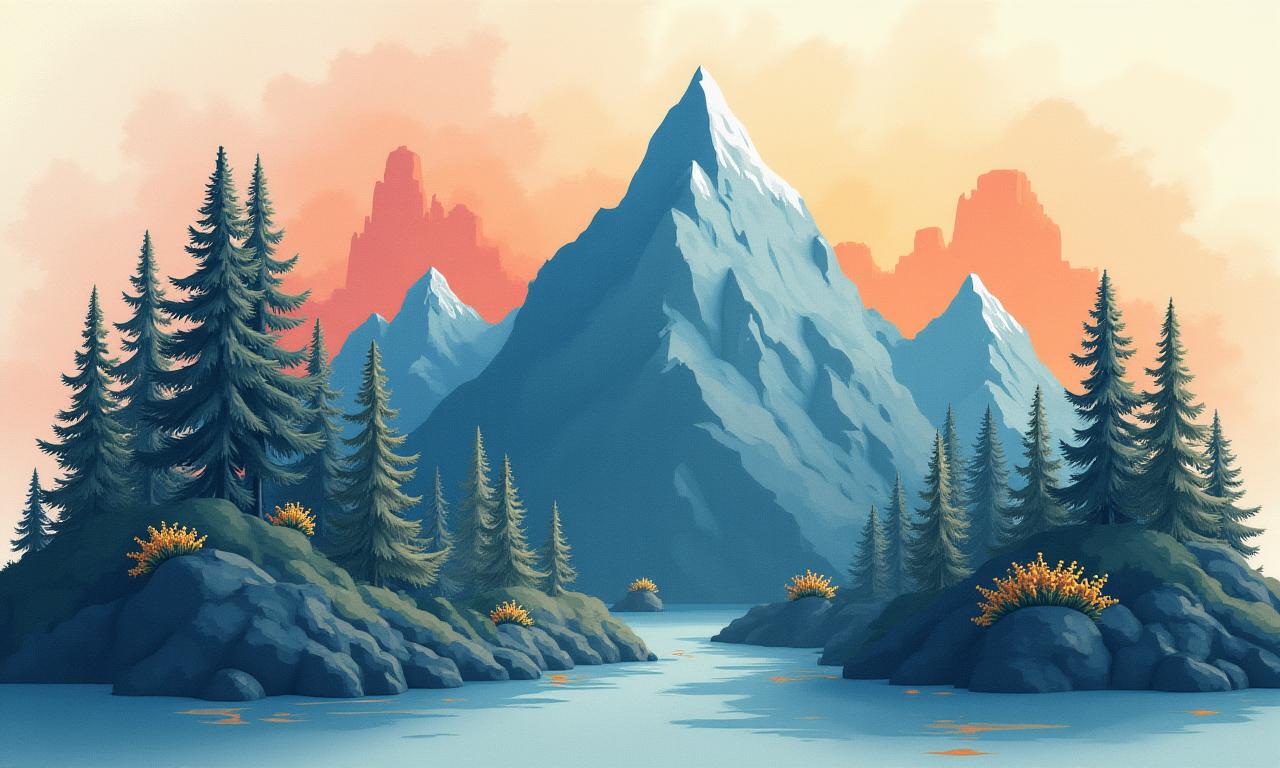 Collage of miniature mountains and people interacting